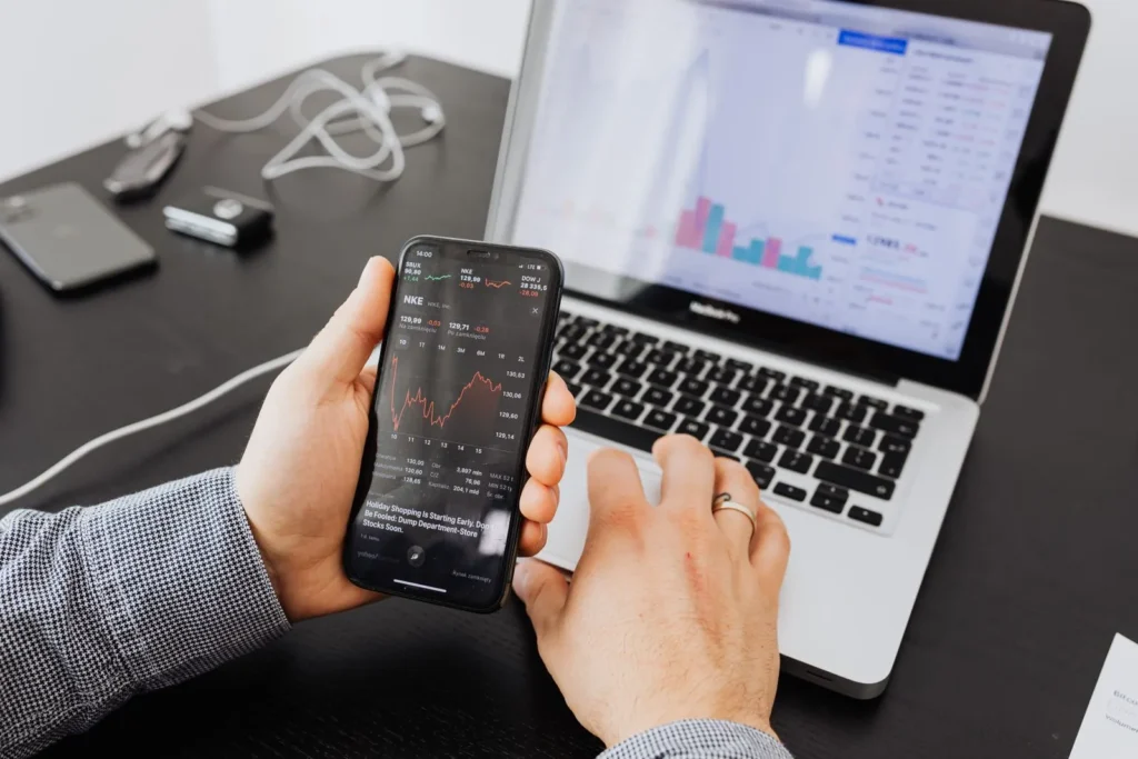 Digital marketing analytics on a laptop and smartphone
