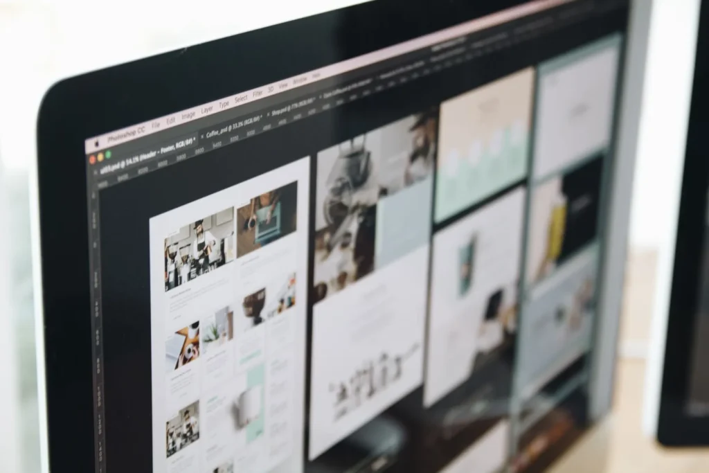 Website design and development on a desktop screen